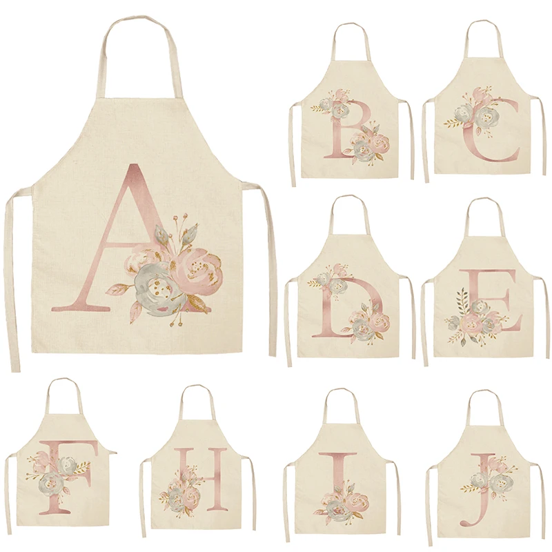 SenYue хлопковый фартук с розовыми буквами и цветком Фартук для приготовления пищи