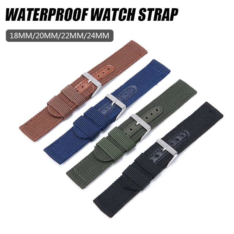 Для мужчин прохладное лето армии ремешок нейлоновый 18/20 мм/22 мм/24 мм Одноцветный