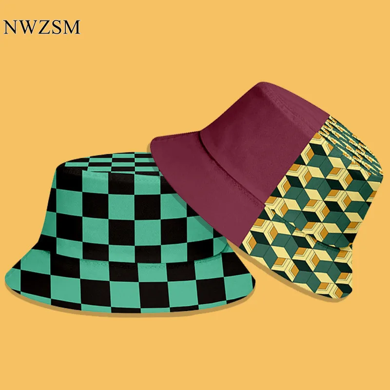 

Demon Slayer Kamado Tanjirou HAT Cosplay 3D Hat Colored Printed Fisherman Hat Pot Hat Children's Sunshade Hat