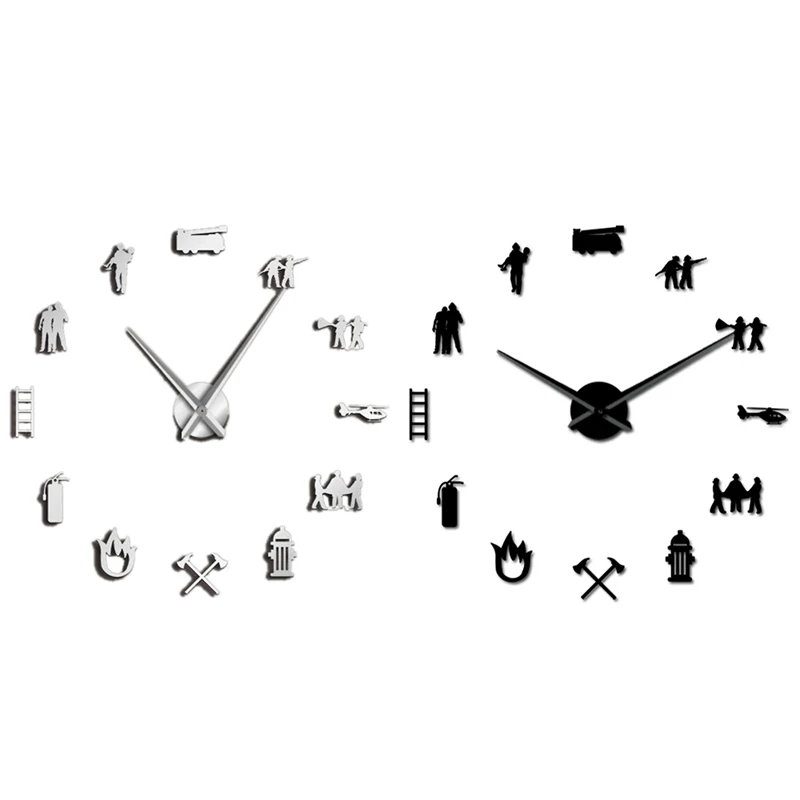 Пожарный любовь Diy гигантские настенные часы пожарный отдел офис большие