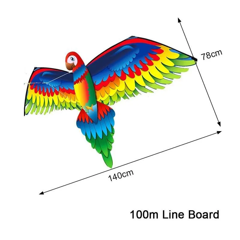 

3d Three-dimensional Animal Parrot Kite With Single Toy Kids Kite Tail Adults Sports Outdoor Game Toy Line Flying Long W3Y8