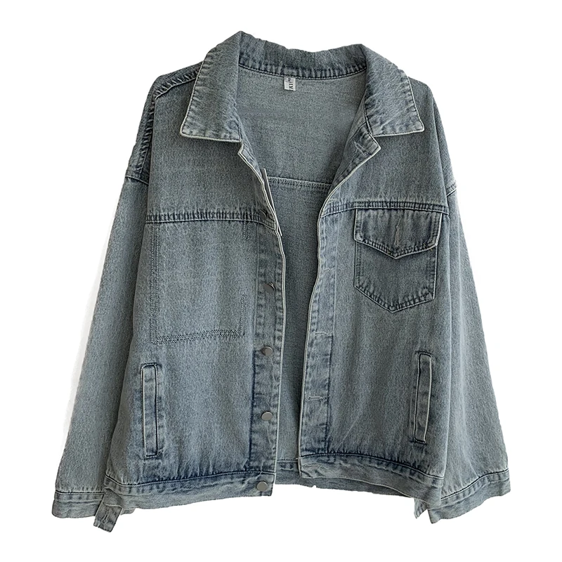 

2020 Spring Women Vintage Jeans Jackets Female Korean Short Denim Coat Autumn BF Long Sleeve Denim Jackets Loose Cowboy Outwear