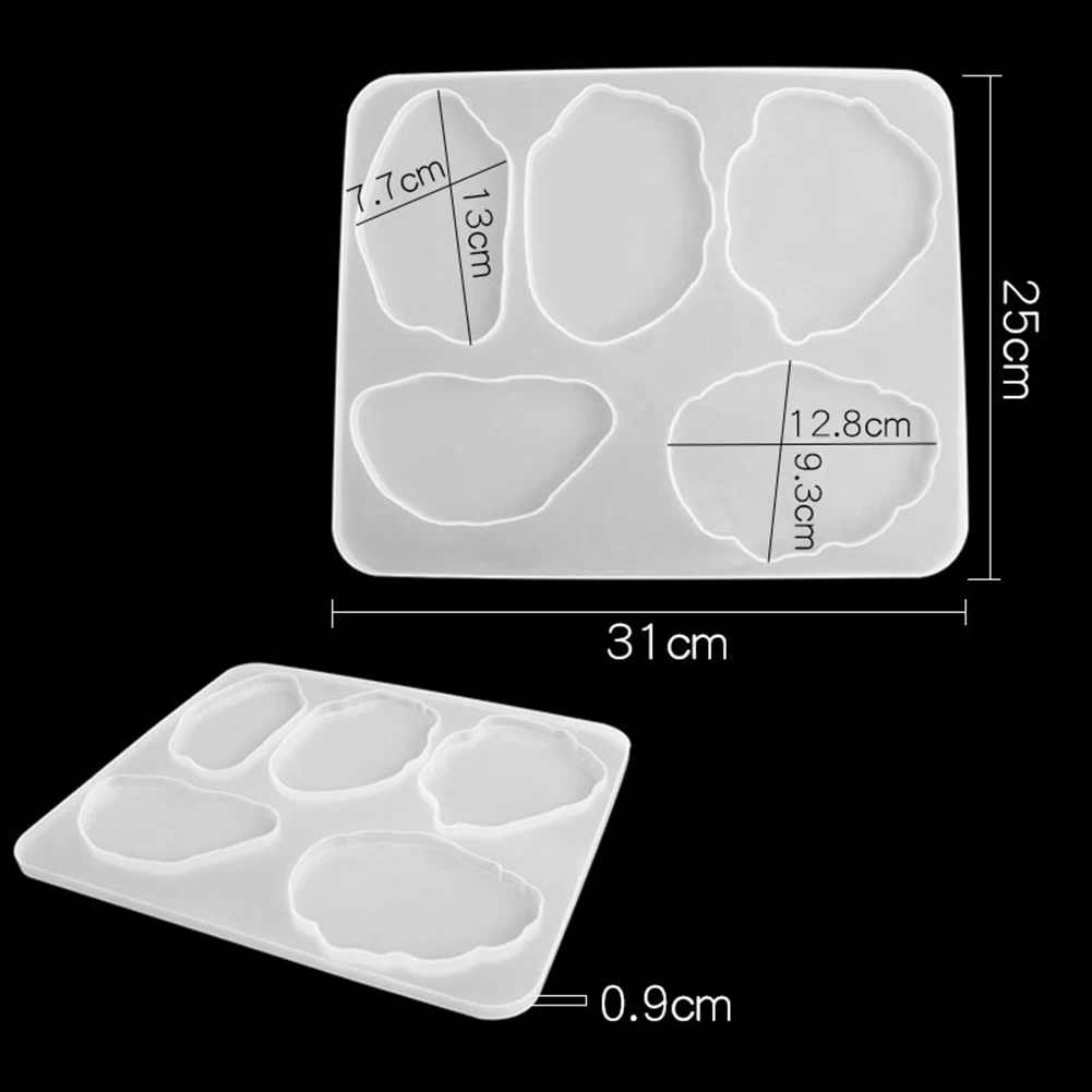 

5 Irregular Cavity Silicone Epoxy Resin Cup Pad Coaster DIY Craft Making Mould Slip Insulation Pad For Resin Art Home Decoration