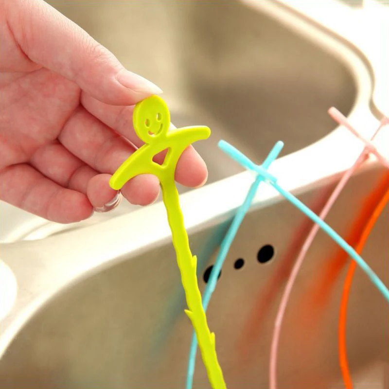 

1PC Bathroom Cleaning Hook Cleaner Sticks Clog Remover Sewer Dredging Plastic Pipe Hair Dredging Kitchen Sink Tool Accessories