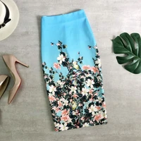 spring and summer bag hip skirt female flower print skirt pencil skirt high waist one step skirt flower