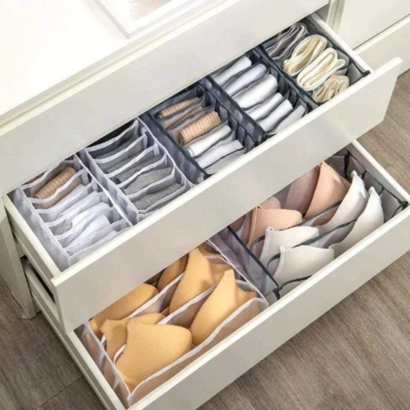 

Dormitory Closet Organizer For Socks Home Separated Underwear Storage Box Bra Organizer Foldable Drawer Organizer