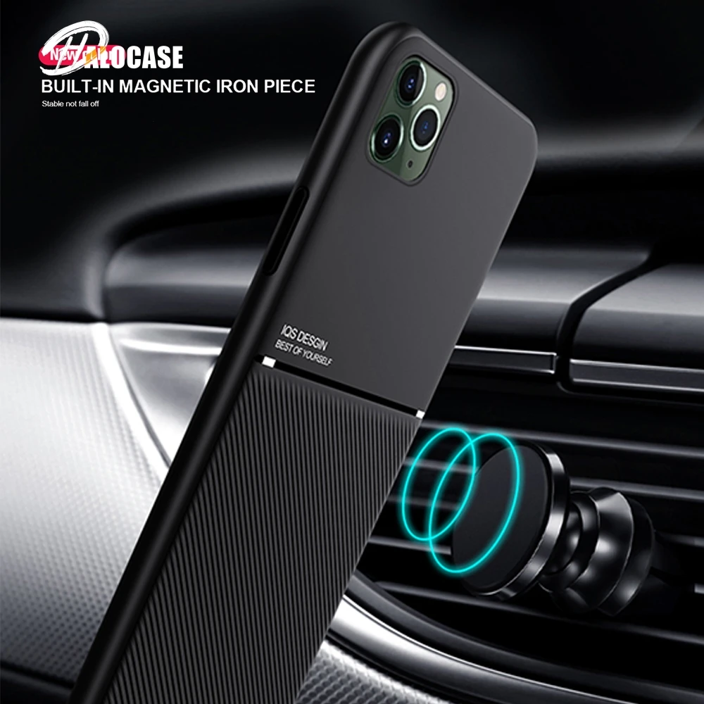 

For iPhone 12 Mini Cases Shockproof Magnetic Car Holder Phone Cover On For iPhone 12 Pro Max iPhone12 Mini Leather Texture Coque