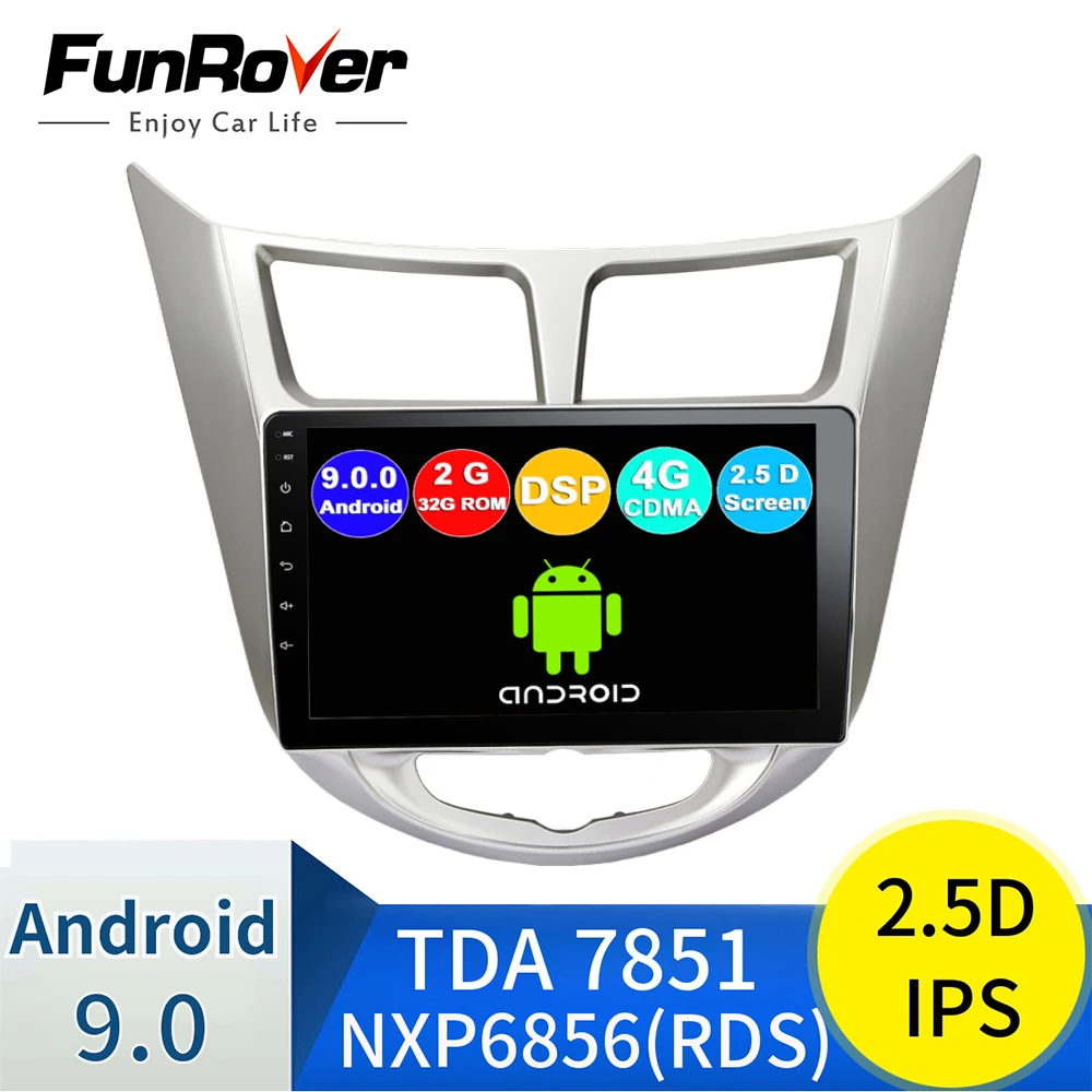 2G+ 32G Android 9,0 DSP автомобильный Радио мультимедийный видео плеер для hyundai Solaris 1 2010- навигация gps 2 din без DVD