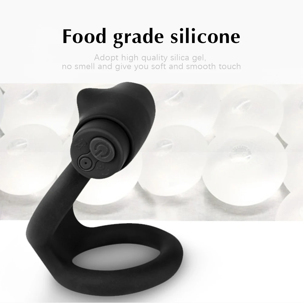 Кольцо вибратор на пенис с двойным кольцом 10 режимов вибрации для мужчин