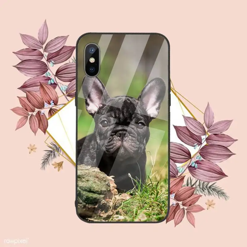 

French bulldog dog Phone Case Tempered glass For iphone 6 6S 7 8 plus X XS XR 11 12 mini PRO MAX