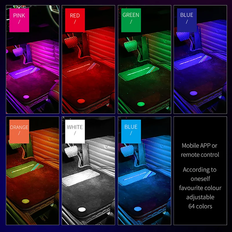 RGB LED Bulb Car Interior Ambient Lights With USB Wireless Remote APP Music Control Multiple Modes Lighting Decorative Auto Lamp |