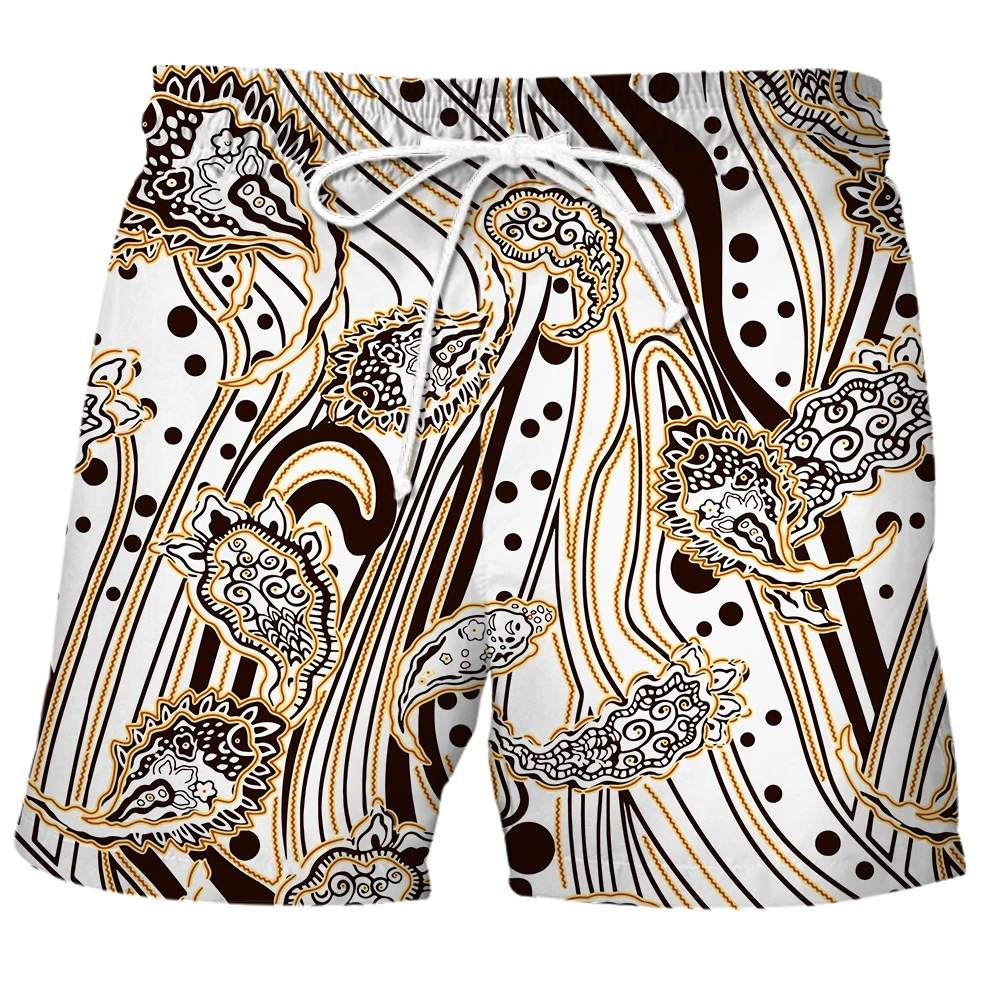 

3D Printing Ethnic Style Men's Beach Shorts Sweat-absorbent Light Men Elasticity Comfortable Breathable Quick Dry Pocket Shorts