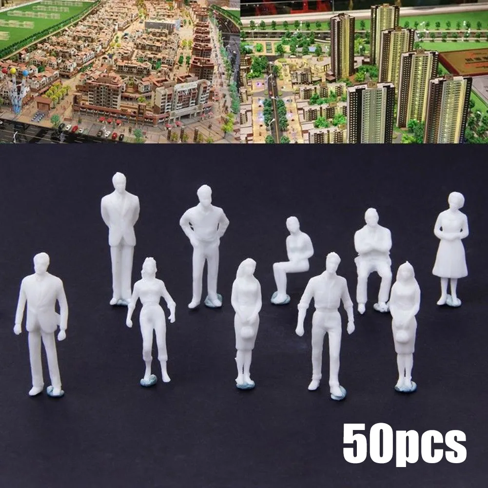 

50 шт., миниатюрные белые фигурки, масштаб 1:50