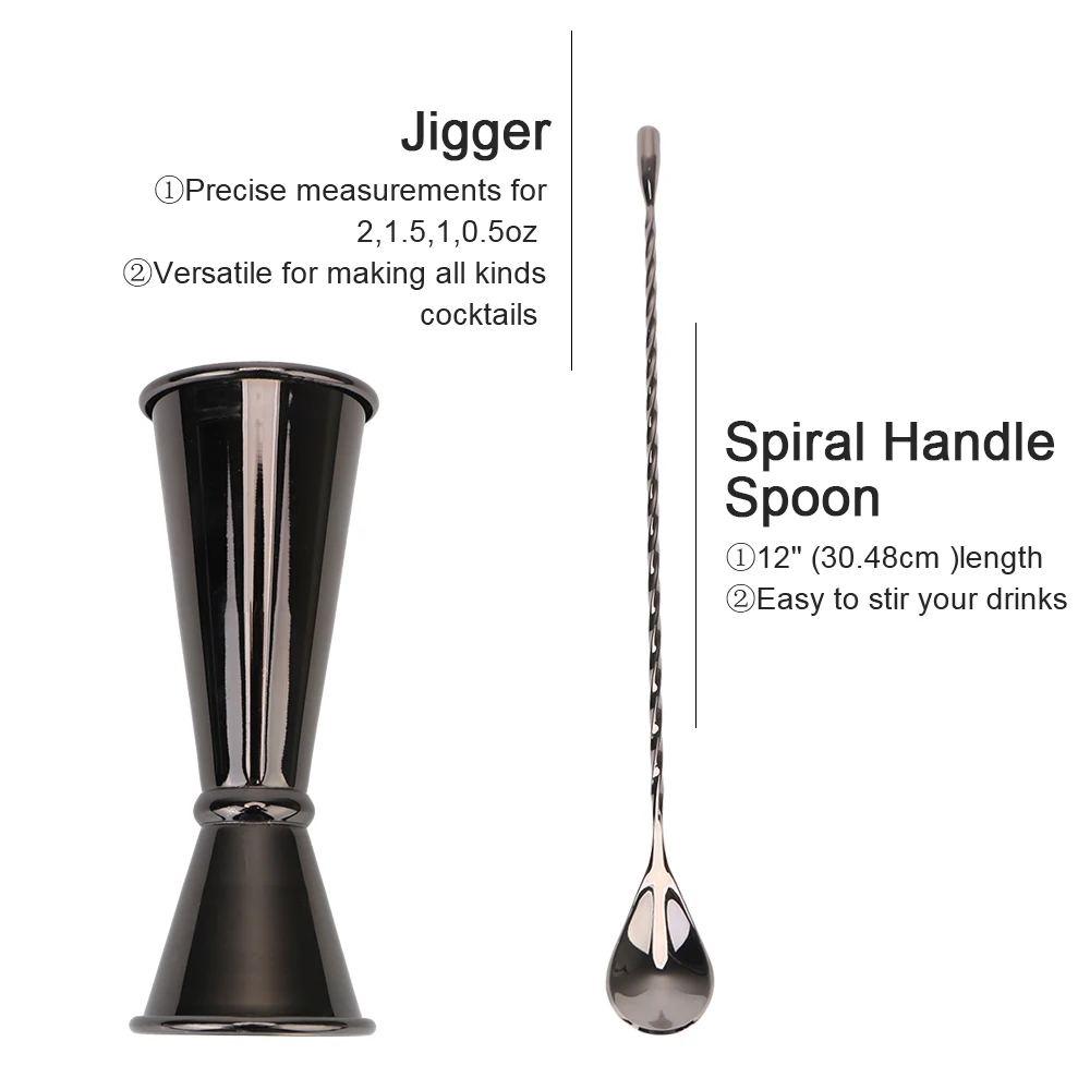 

For Home Bar Party Boston Shaker Cocktail Shaker Bar Set Stainless Steel 10pcs/13pcs Set Jigger Muddler Pourer Ice Tong