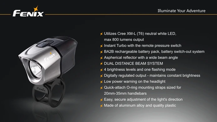 Fenix BTR20 Cree XM-L T6 нейтральный белый светодиод 800 люмен с BA2B аккумуляторная батарея свет велосипеда