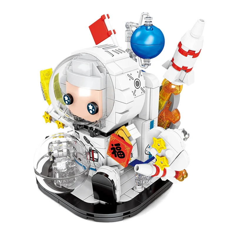 

SD203061 Astronaut Brickheadz Super Cute Lighting Astronaut Assembling Small Particle Desktop Ornaments Building Blocks