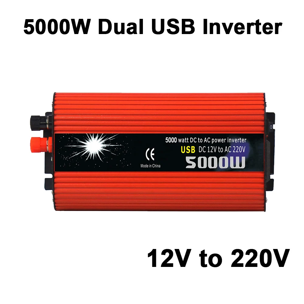 Двойной USB 5000 Вт DC 12 В в AC 220 В портативный автомобильный инвертор зарядное устройство конвертер адаптер DC 12 В AC 220 Модифицированная синусоида