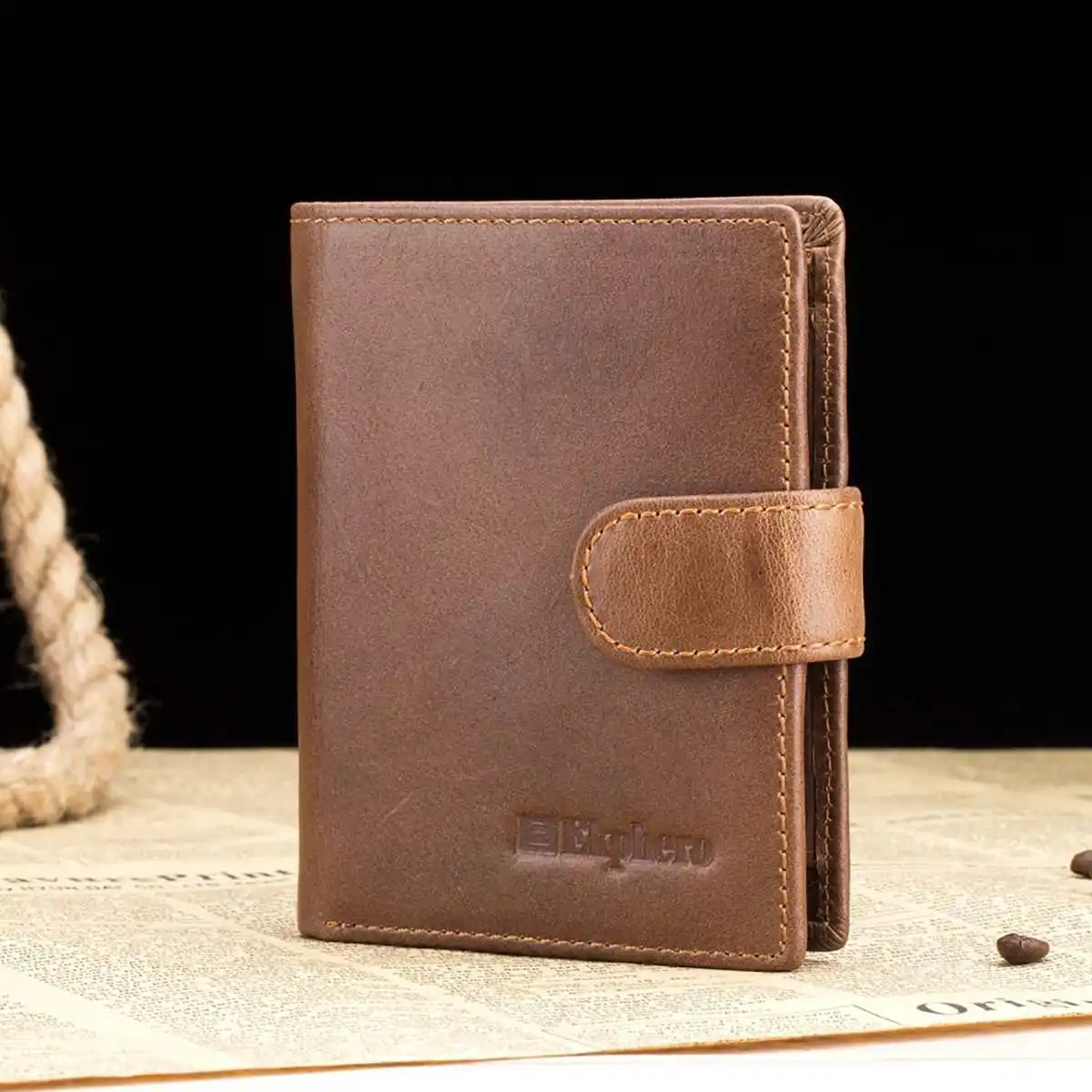 

New Genuine Leather Men's Wallet Vintage Zipper Money Clip Short Coin Bags Bank Card Business Card Organizer Father's Day Gift