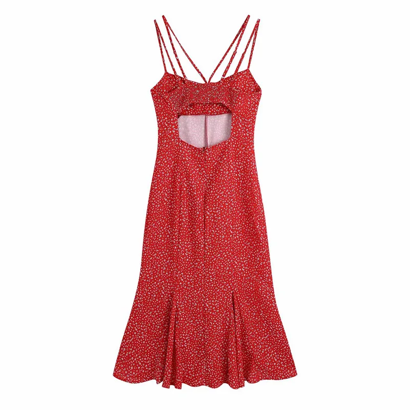 

Summer women's casual floral print halter slim-fit suspender dress