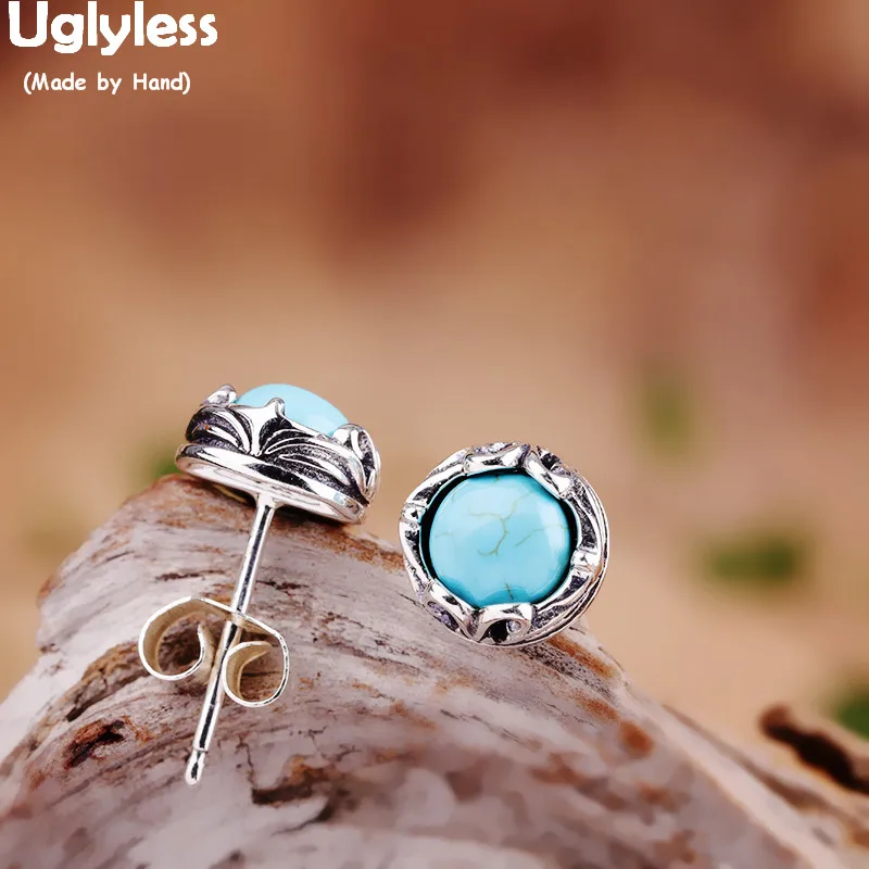 Винтажные богемные бирюзовые серьги гвоздики для женщин этнические тайские