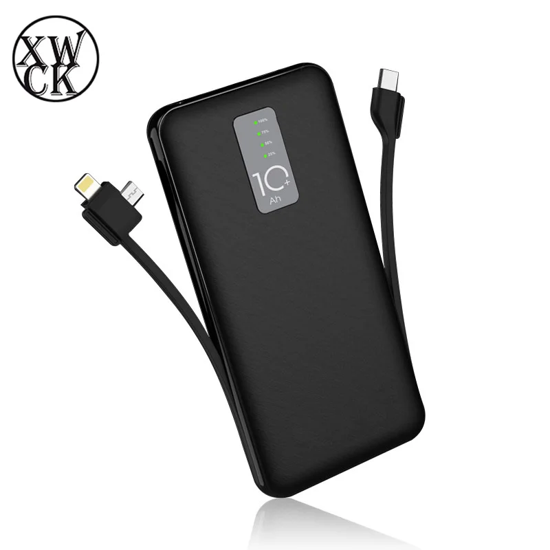 Внешний аккумулятор Cager 10000 мАч 3 а с кабелем для iphone Samsung USB Type C|Внешние