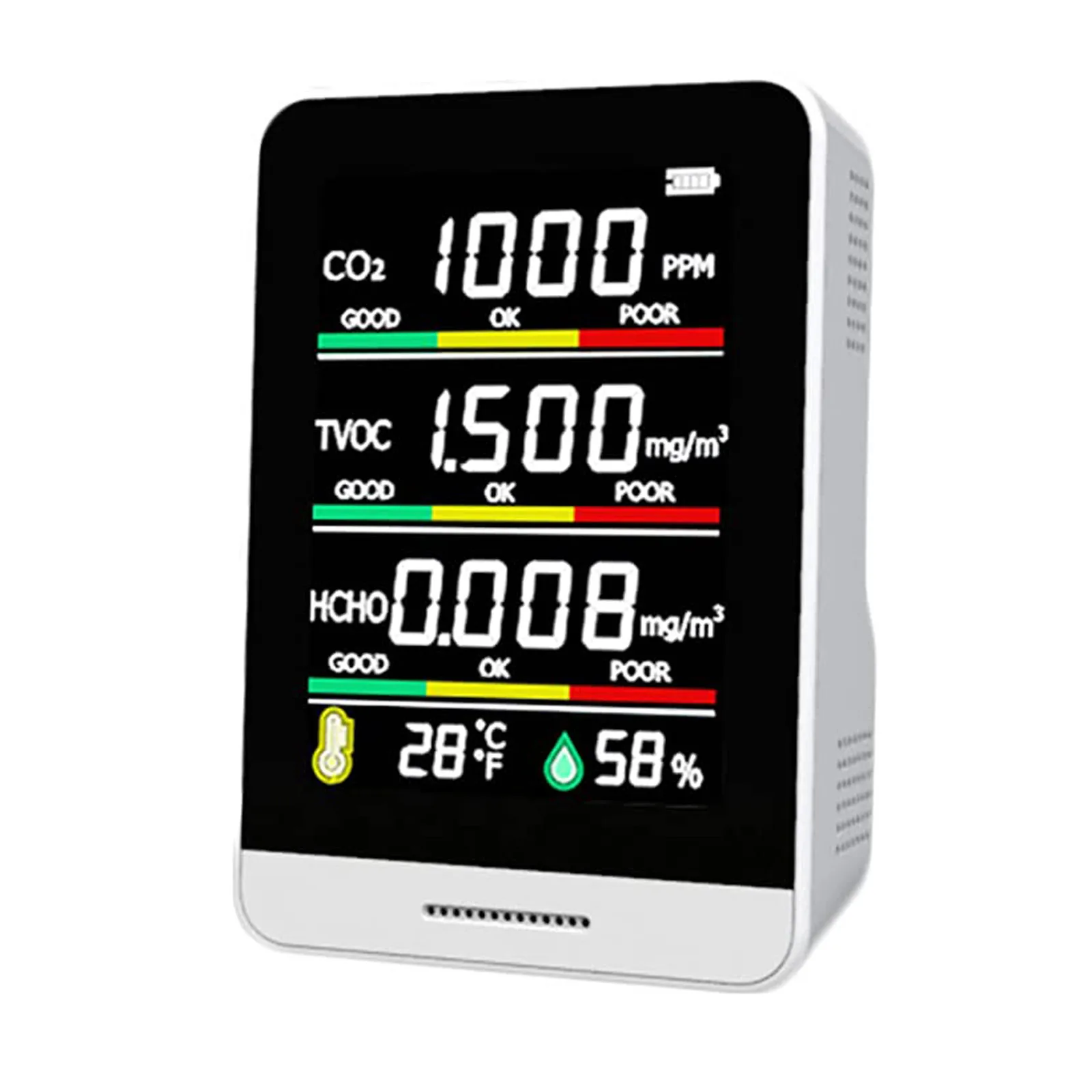 

Air Quality Monitor 3-in-1 Gas Pollution Carbon Dioxide Detector, Temperature Indoor CO2 Detector Temperature Humidity Sensor