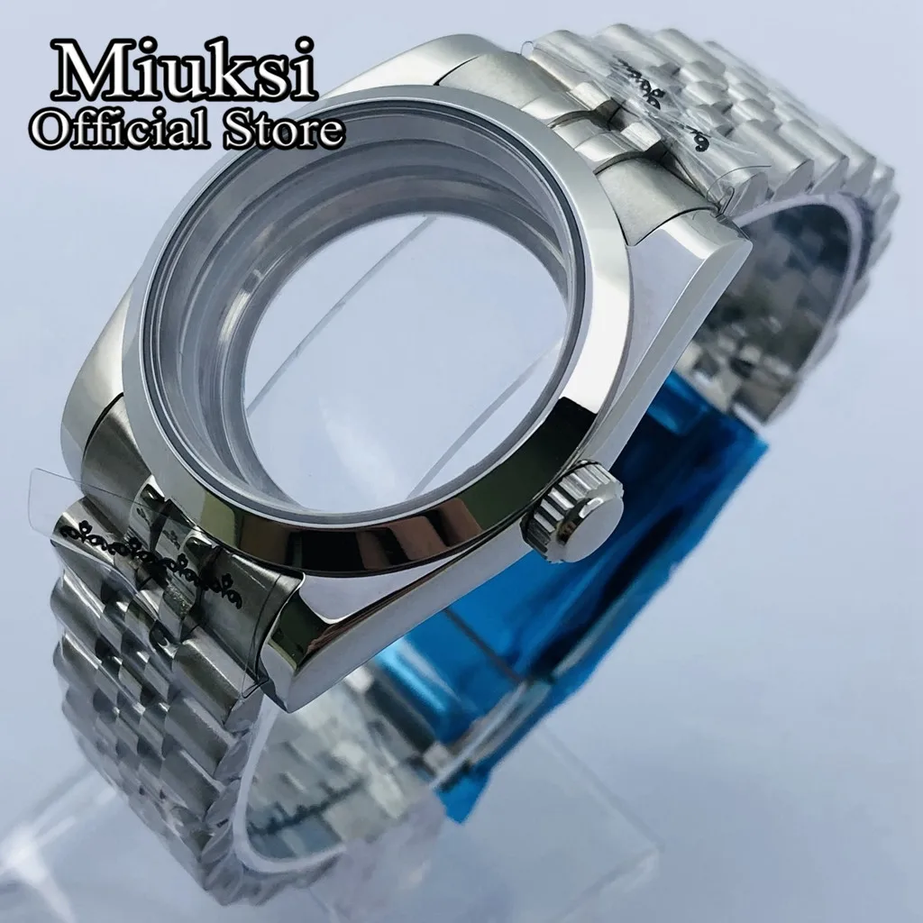 Miuksi 36mm/40mm sapphire glass silver watch case fit NH35 NH36 ETA2824 2836 Miyota8205 8215 DG2813 3804 PT5000 movement