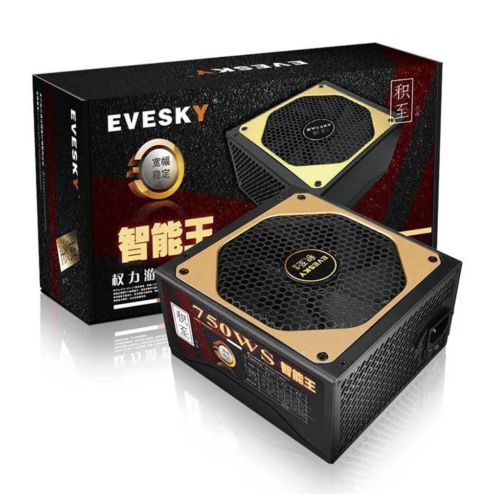 

Power Game 750ws PC Power Supply ATX Computer Case Chassis Active PFC Power Supply For Wide Stability With Grid Cooling Hole