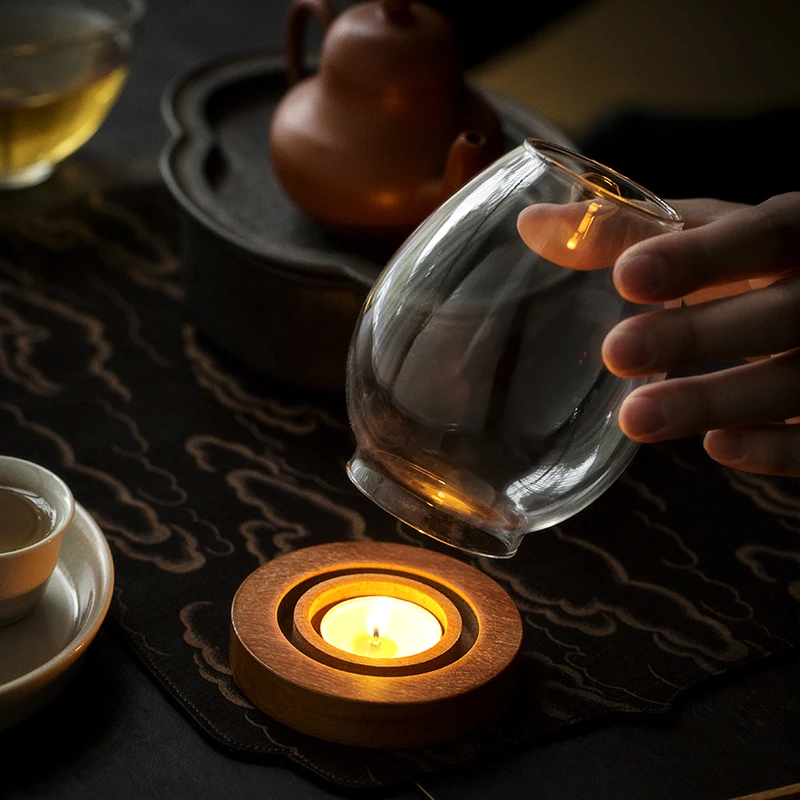 

Классическая свечка держатель прозрачный Стекло свечи Tealight держатель с деревянный подсвечник Свадебная вечеринка Декор