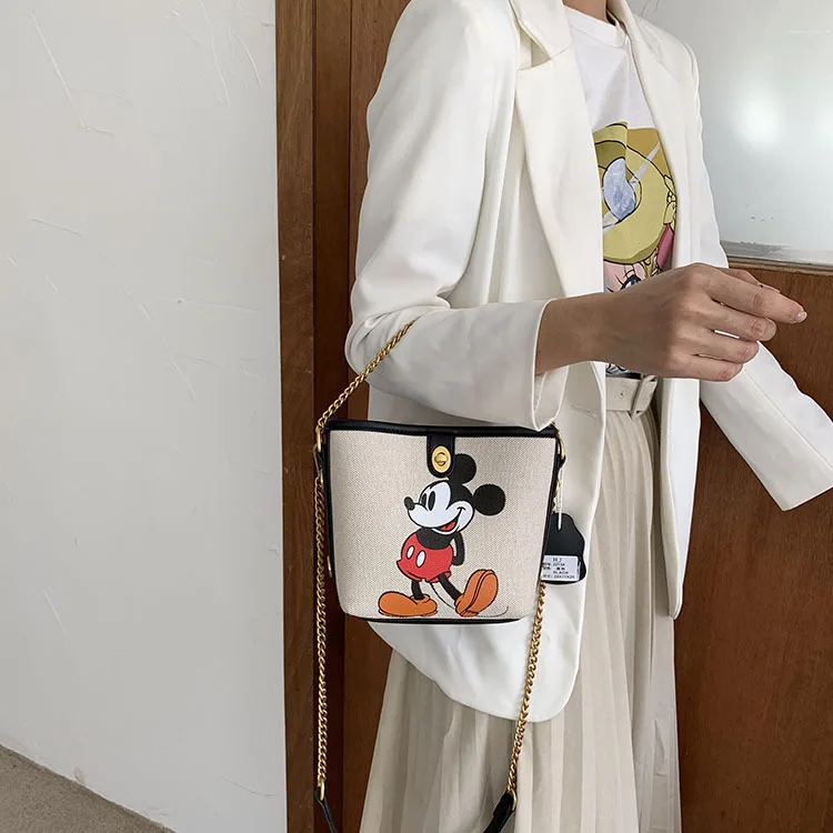 Миниатюрная сумка Disney холщовая Ретро через плечо с Микки Маусом повседневная
