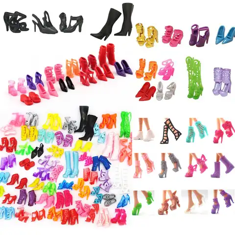 NK смешанные стильные кукольные ботинки, модные ботинки, милые разноцветные босоножки на каблуках, вешалки для куклы Барби, аксессуары для к...