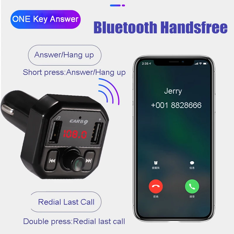 Автомобильный FM трансмиттер Aux модулятор Bluetooth громкая связь автомобильный