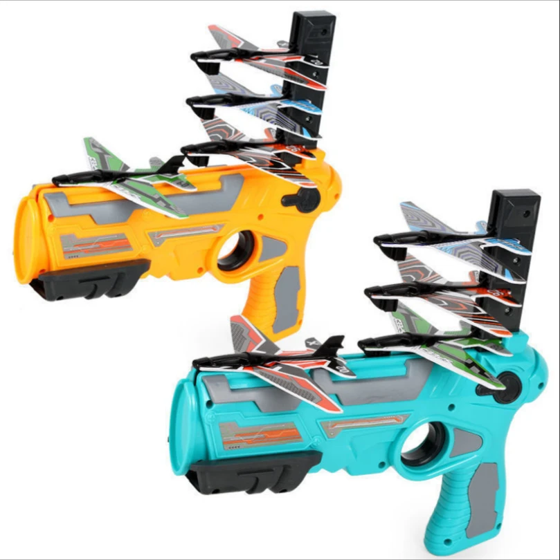 

Foam catapult airplane children outdoor toy boy hand throwing gyro pistol launcher glider model