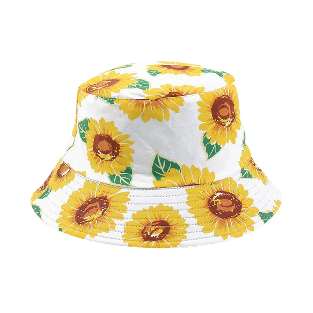 Fisherman Hat Summer Chapéu De Pescador Unisex Sunflower Print Two-sided Foldable Bucket Sombrero Para Hombre#30 | Аксессуары для