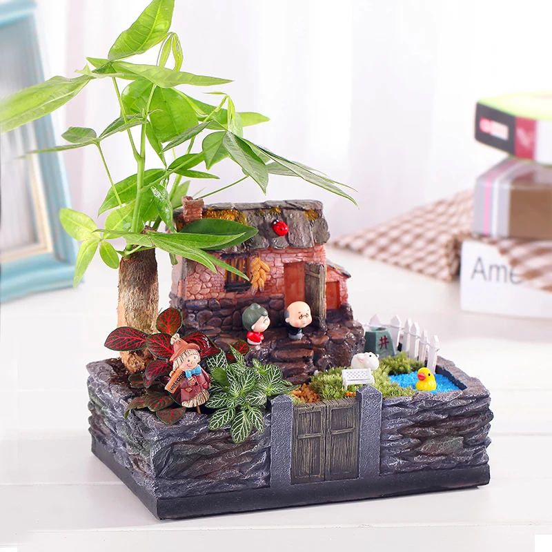 Смоляный цветочный сад маленький горшок для суккулентных растений бонсай