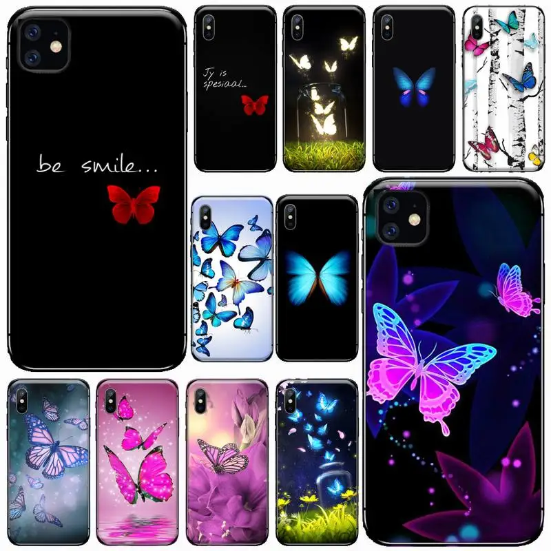 

Beautiful butterfly colorful pattern Phone Cases for iPhone 11 12 pro XS MAX 8 7 6 6S Plus X 5S SE 2020 XR Soft silicone