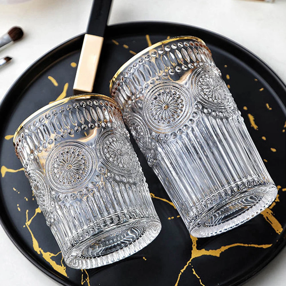 

Retro Phnom Penh Embossed Glass Water Cup Coffee Milk Mug Mocha Cup Beer Glass Whiskey Cup Juice Container Lemonade Drinkware