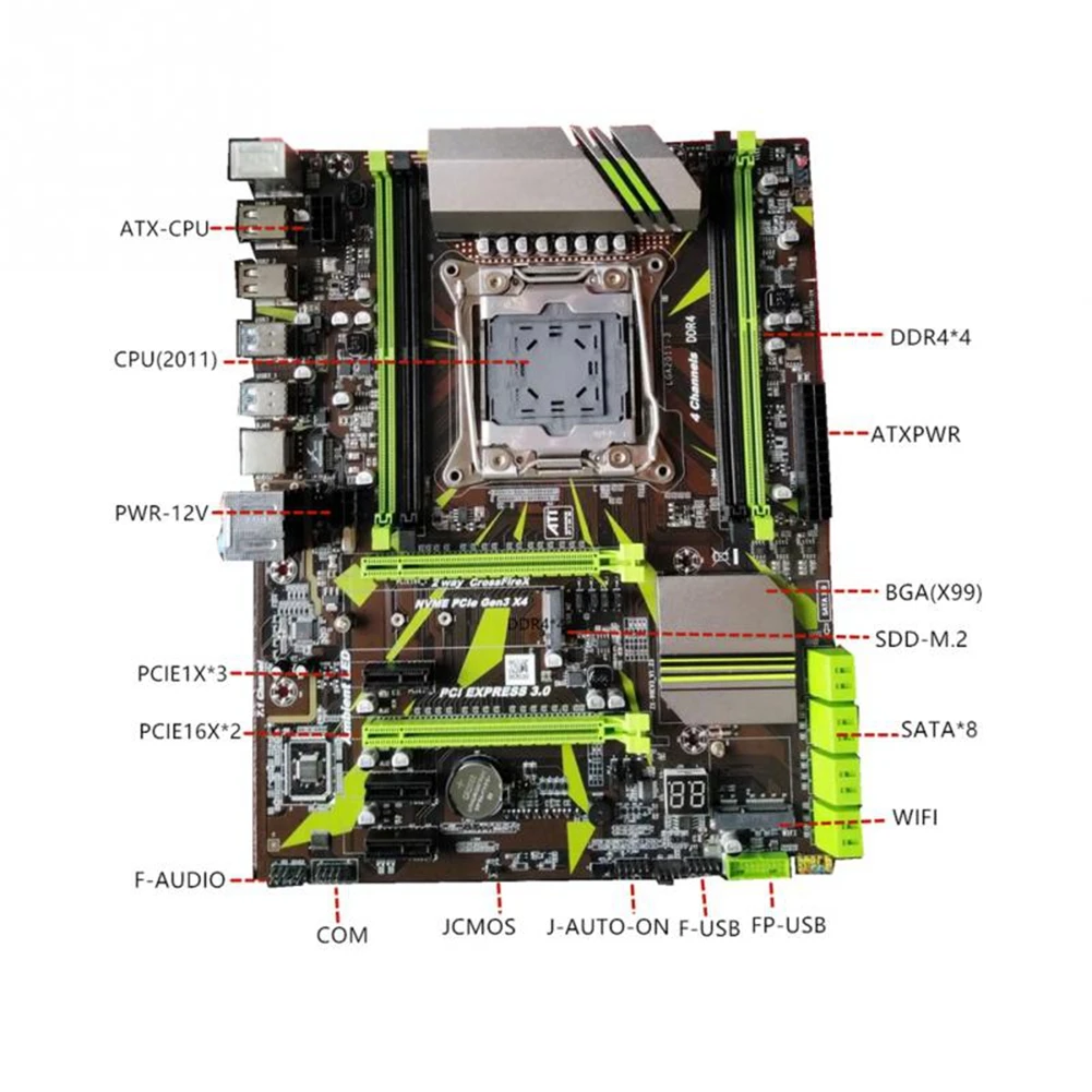 Intel X99 разъем LGA 2011-3 V3 E5-1607 V4 материнская плата по стандарту ATX 64G 4 DDR4 регистровая память сервера LAN M.2 SATA3.0 USB3.0 Wi-Fi LGA2011-3