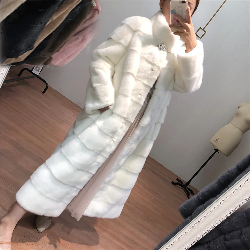 Новое поступление шуба из настоящей норки с капюшоном X-Long Pelt шуба из натурального меха для женщин из натуральной норки шуба зимняя теплая MKW-142