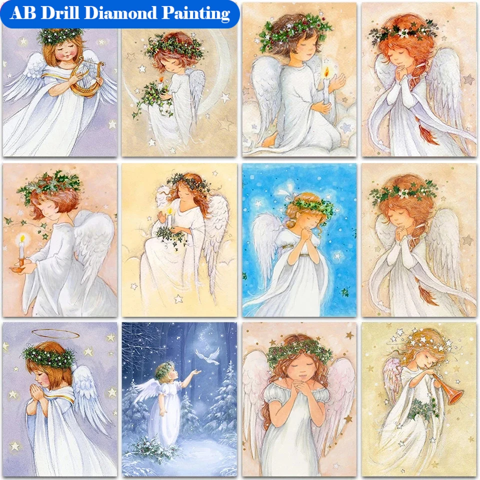 

AB Diamond Painting Angel Girl Picture portrait Cross Stitch Kits Painting Full 5D Diy Diamond Mosaic Embroidery Wall Home Decor
