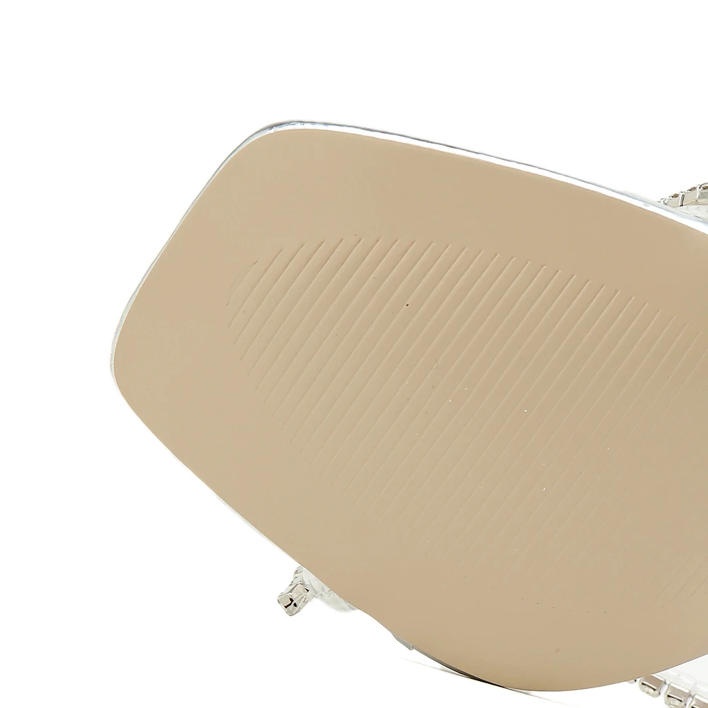 

New high-heeled slippers women's shoes European and American simple square head rhinestone fine heel wine glasses and shoes