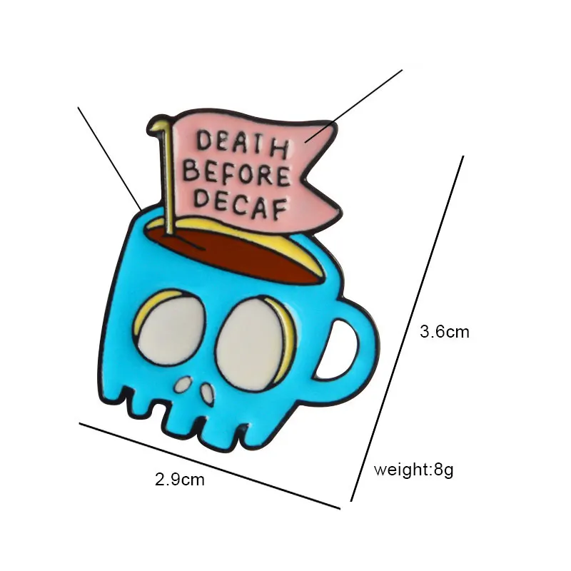 

Coffee Cup Brooch Creative Enamel Pins Fashion Jewelry Funny Gifts Backpack Badge Punk Cartoon Cute Lapel Pin Skull Chest Brooch