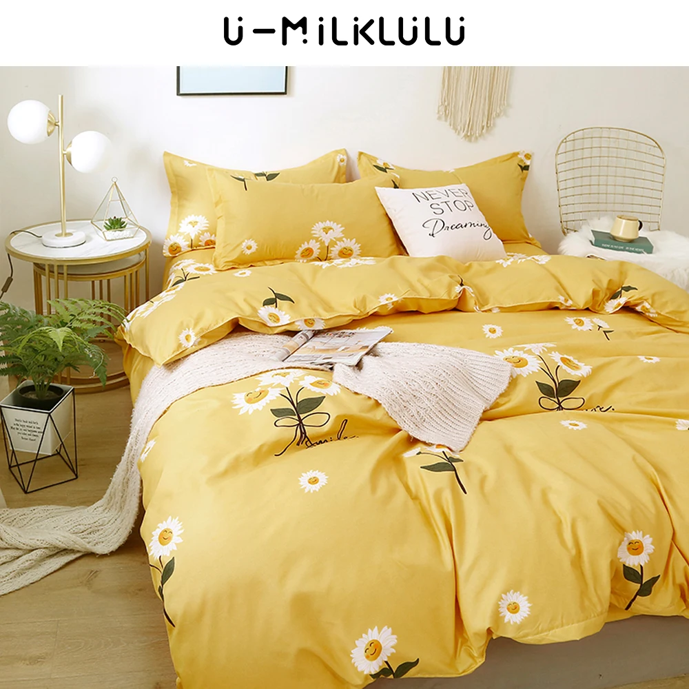 

Sunflower Bedding Set Yellow Sheet Set Single Double Queen King Size Elastic Duvet Cover Pillowcase Country Style Bed Comforters