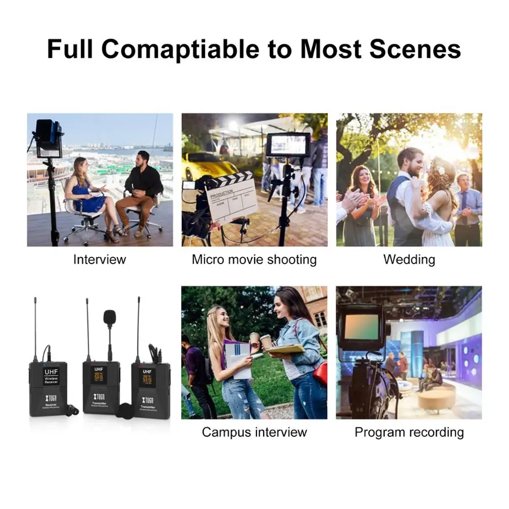 Беспроводной петличный микрофон XTUGA с функцией аудио монитора для камеры УВЧ
