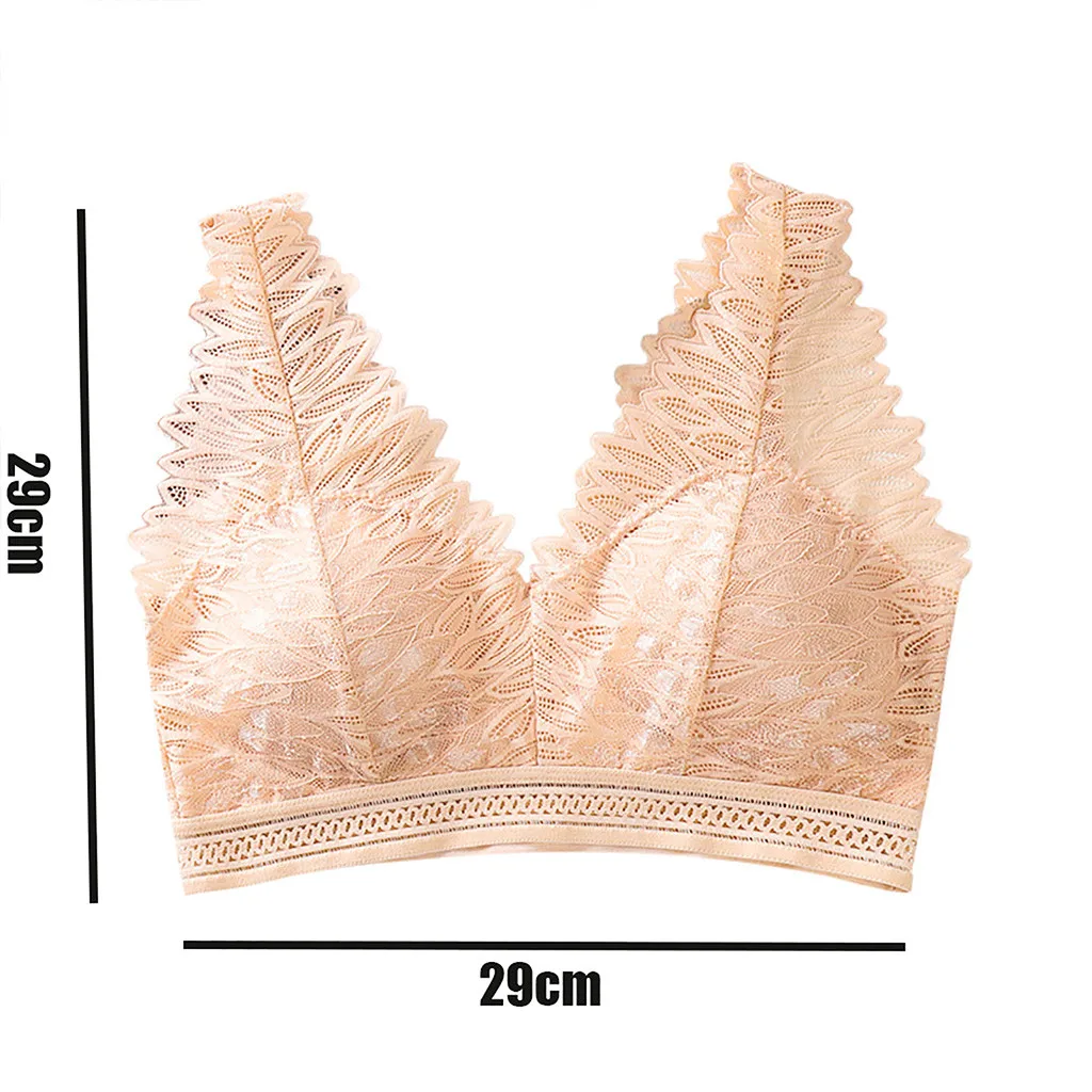 

Women Lace Bra Seamless Underwear Backless Vest Sexy V Neck Lingerie Padded Bralette Ultrathin Lingerie Female Solid Intimates