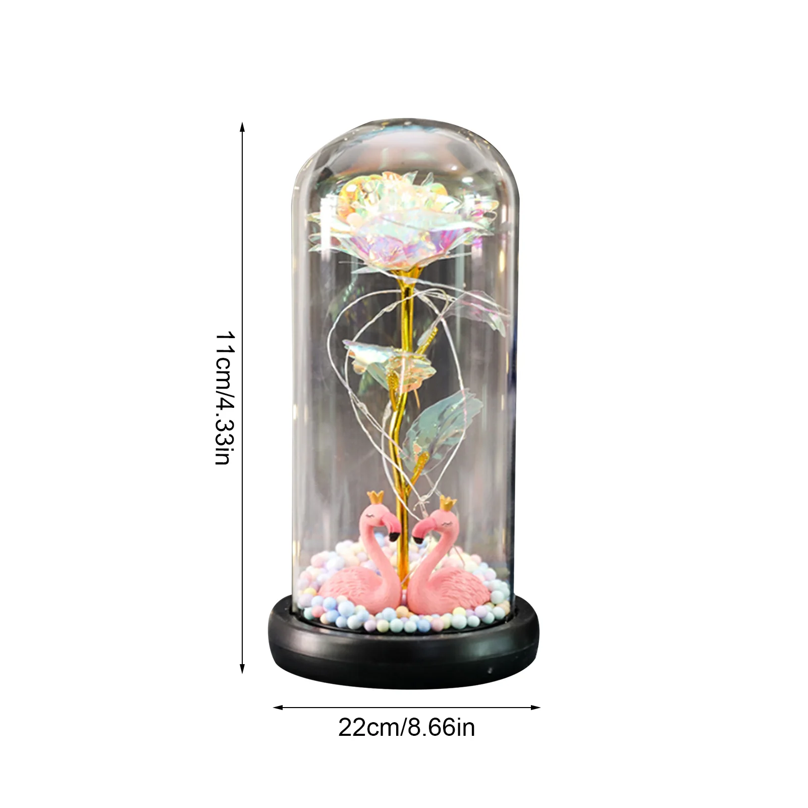 

24k Gold Leaf Flower Color Gold Led Luminous Rose Glass Cover With Lamp Decoration Romantic Valentine's Day Creative Gift DH