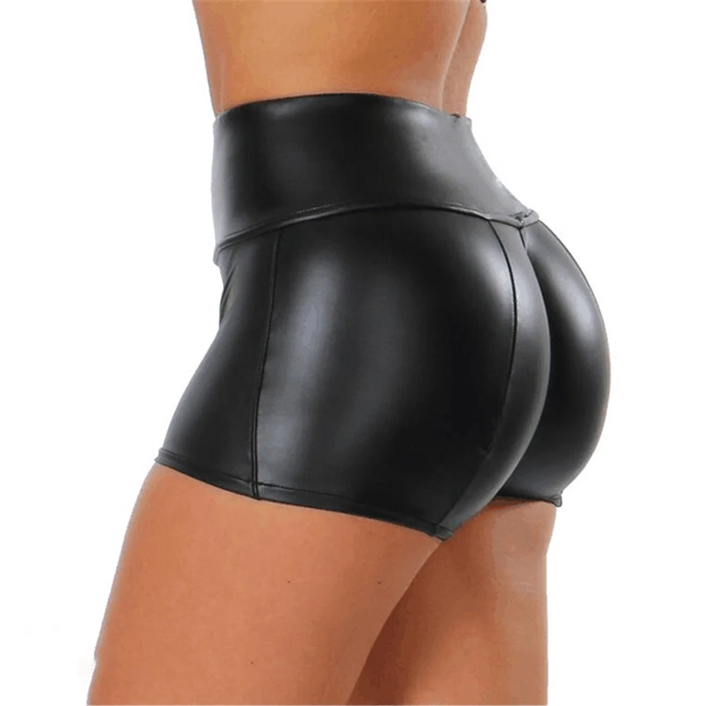 

PU High Waist Woman Black Leather Pants Short Skinny Hot d88