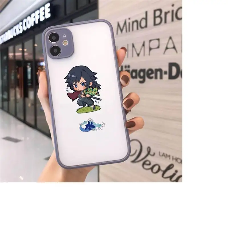 

Cute cartoon ghost slayer Phone Cases Matte transparent For Gray iPhone 12 Mini 11 Pro XR XS Max 7 8 Plus X Back Cover