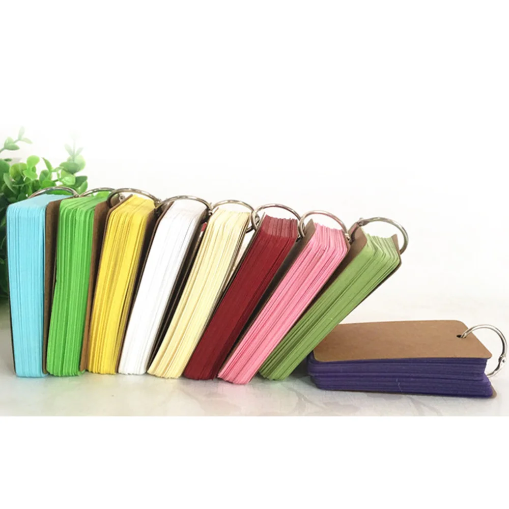 

6Pcs Kraft Paper Binder Ring Easy Flash Cards Memo Scratch Notes Pads (Assorted Colors)