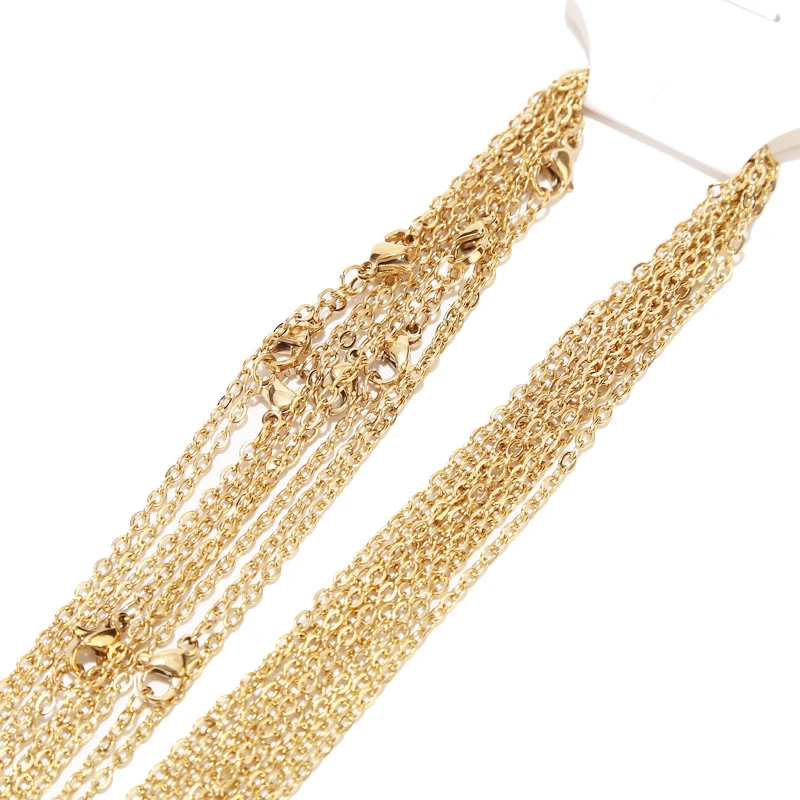 50pcs Stainless Steel Rolo Cable Chain Necklace 2mm Width for Men Women Round Box Tag DIY Gold/Steel Tone | Украшения и